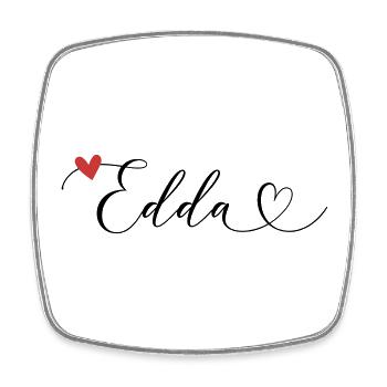 Edda Surname First name Calligraphy Heart - Square fridge magnet - white - Front