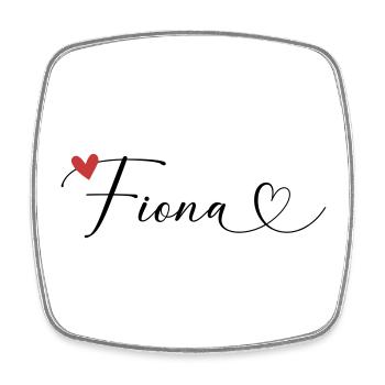 Fiona Nom Prénom Calligraphie coeur - Magnet carré - blanc - Devant
