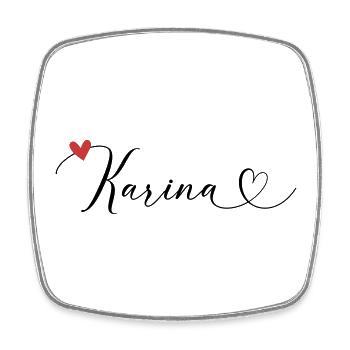 Karina Name Vorname Kalligrafieherz - Viereckiger Kühlschrankmagnet - Weiß - Vorne
