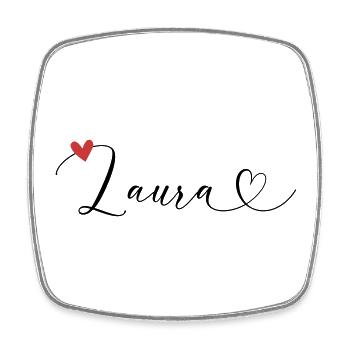 Laura Name Vorname Kalligrafieherz - Viereckiger Kühlschrankmagnet - Weiß - Vorne