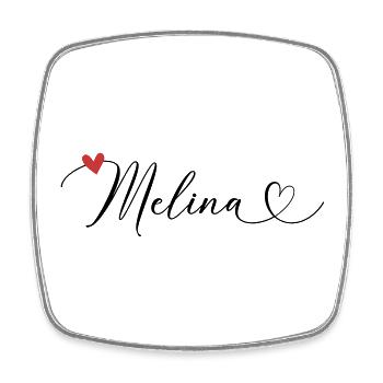 Melina Nom Prénom Calligraphie coeur - Magnet carré - blanc - Devant