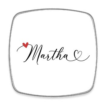 Martha Name Vorname Kalligrafieherz - Viereckiger Kühlschrankmagnet - Weiß - Vorne