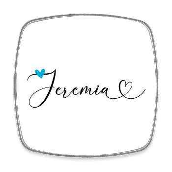 Jérémie Nom Prénom Calligraphie Coeur - Magnet carré - blanc - Devant