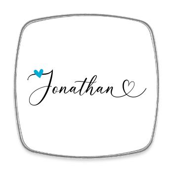 Jonathan Name Vorname Kalligrafieherz - Viereckiger Kühlschrankmagnet - Weiß - Vorne