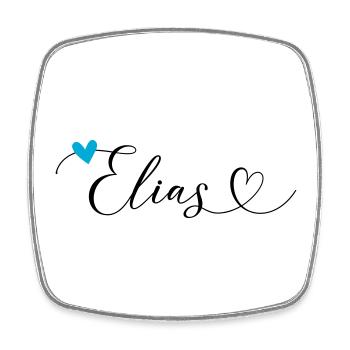 Elias Surname First Name Calligraphy Heart - Square fridge magnet - white - Front