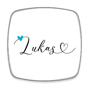 Lukas Nom Prénom Calligraphie Coeur - Magnet carré - blanc - Devant