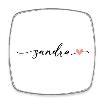 Sandra Name Calligraphy Font - Square fridge magnet - white - Front