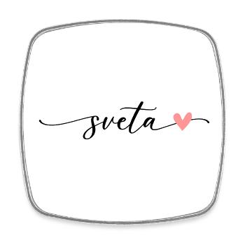Sveta Name Calligraphy Font - Square fridge magnet - white - Front