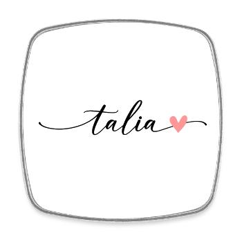 Talia Name Calligraphy Font - Square fridge magnet - white - Front