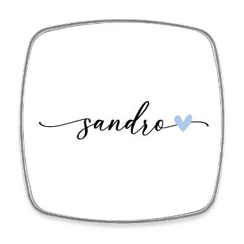 Sandro Nom Calligraphie Police - Magnet carré - blanc - Devant