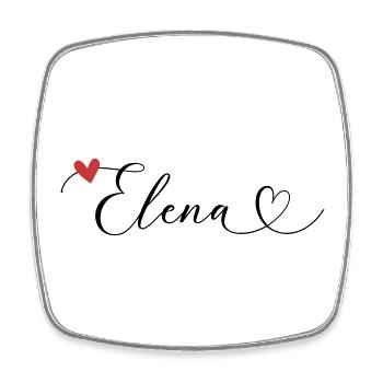 Elena Surname First name Calligraphy Heart - Square fridge magnet - white - Front