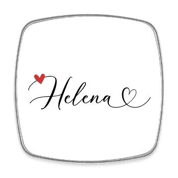 Helena Last name First name Calligraphy heart - Square fridge magnet - white - Front
