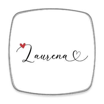 Laurena Nom Prénom Calligraphie coeur - Magnet carré - blanc - Devant