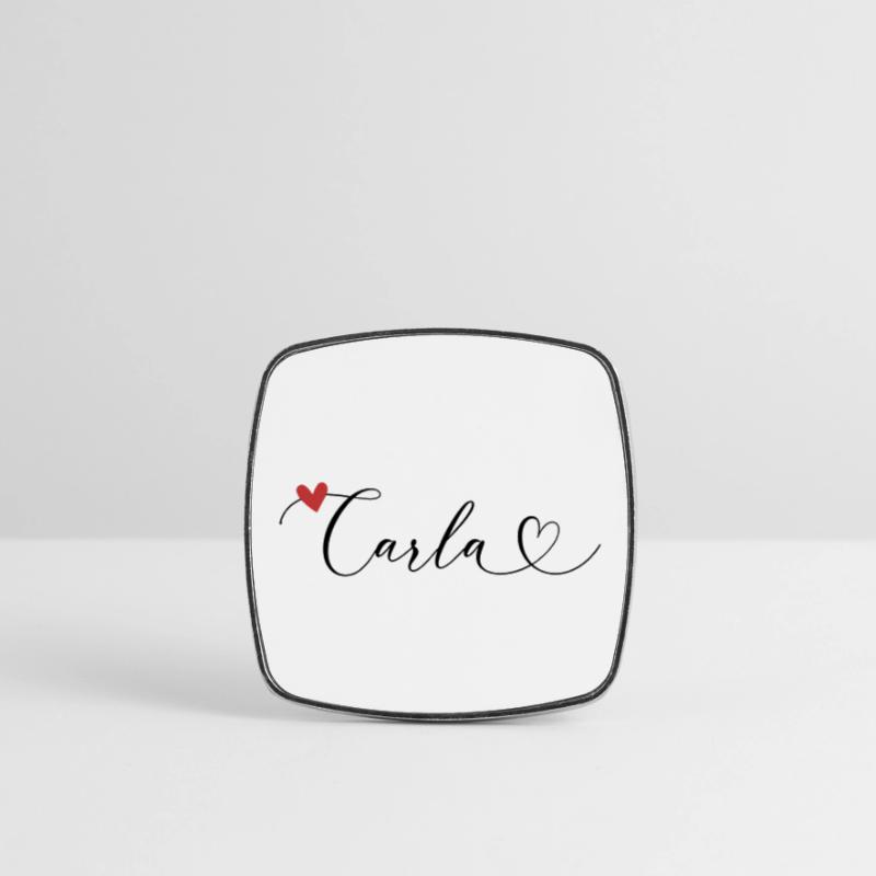Carla Surname First name Calligraphy Heart Square fridge magnet