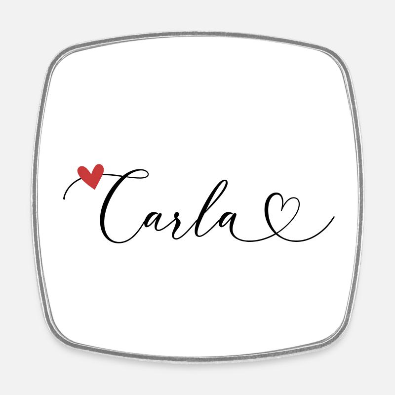 Carla Surname First name Calligraphy Heart - Square fridge magnet - white