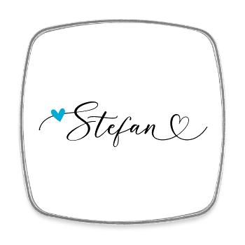 Stefan Nom Prénom Calligraphie Coeur - Magnet carré - blanc - Devant