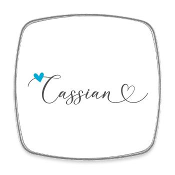 Cassian Surname First name Calligraphy Heart - Square fridge magnet - white - Front