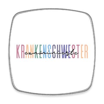 examinierte Krankenschwester - buntes Design - Viereckiger Kühlschrankmagnet - Weiß - Vorne