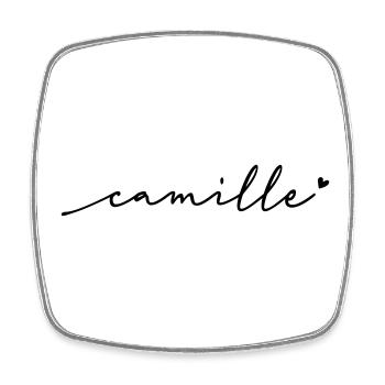 Nom cursif de Camille - Magnet carré - blanc - Devant