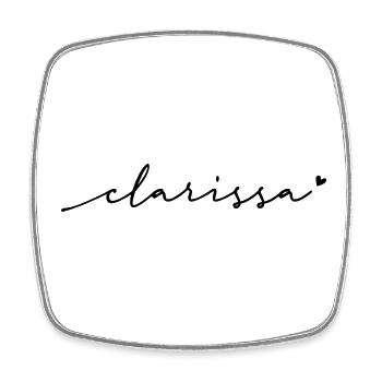 Nom cursif de Clarissa - Magnet carré - blanc - Devant