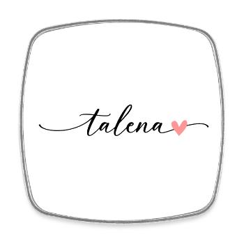 Talena Name Calligraphy Font - Square fridge magnet - white - Front