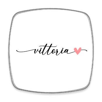 Vittoria Name Kalligrafie Schrift - Viereckiger Kühlschrankmagnet - Weiß - Vorne