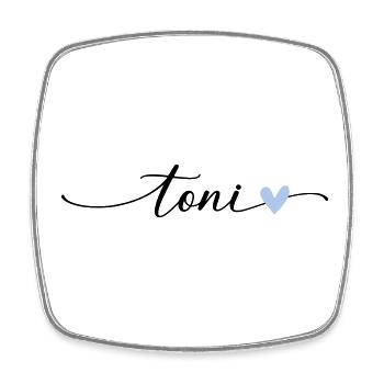 Toni Name Kalligrafie Schrift - Viereckiger Kühlschrankmagnet - Weiß - Vorne