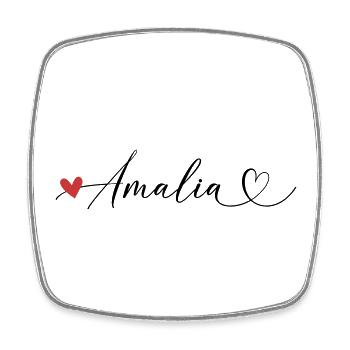 Amalia Name Vorname Kalligrafieherz - Viereckiger Kühlschrankmagnet - Weiß - Vorne