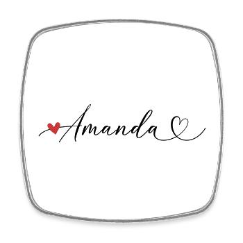 Amanda Name Vorname Kalligrafieherz - Viereckiger Kühlschrankmagnet - Weiß - Vorne