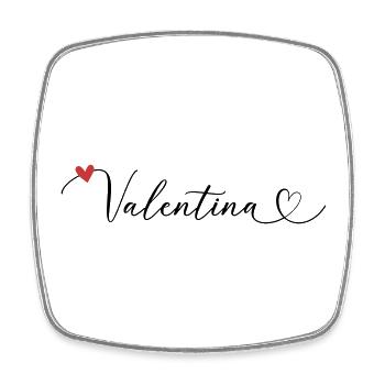 Valentina Nom Prénom Calligraphie Coeur - Magnet carré - blanc - Devant