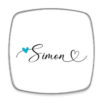 Simon Name Vorname Kalligrafieherz - Viereckiger Kühlschrankmagnet - Weiß - Vorne