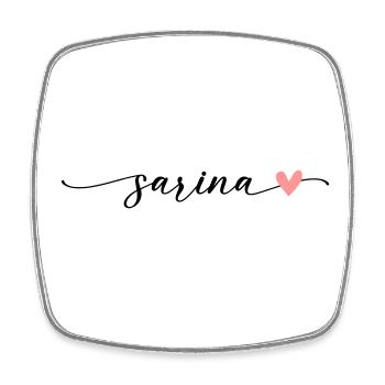 Sarina Name Calligraphy Font - Square fridge magnet - white - Front