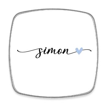 Simon Name Kalligrafie Schrift - Viereckiger Kühlschrankmagnet - Weiß - Vorne