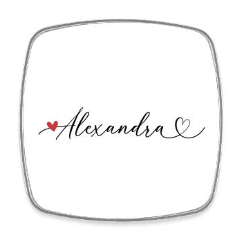 Alexandra Name Vorname Kalligrafieherz - Viereckiger Kühlschrankmagnet - Weiß - Vorne