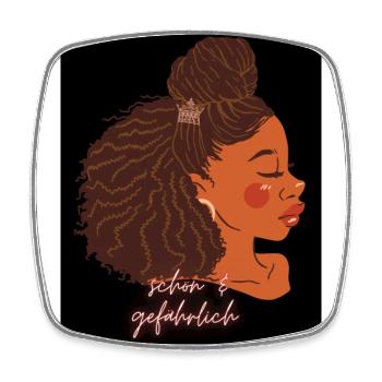 black & pride design beautiful dangerous woman afro - Square fridge magnet - white - Front
