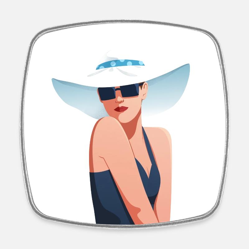 Femme sur la plage - Magnet carré - blanc