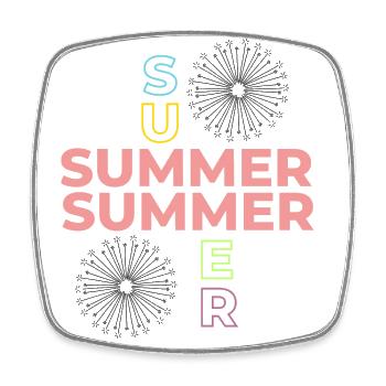 SUMMER SUMMER - Viereckiger Kühlschrankmagnet - Weiß - Vorne