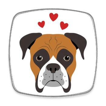 Boxer Liebe - Viereckiger Kühlschrankmagnet - Weiß - Vorne