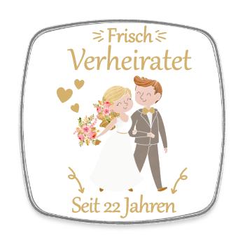 22 Jahre Verheiratet Bronzehochzeit Geschenk - Viereckiger Kühlschrankmagnet - Weiß - Vorne