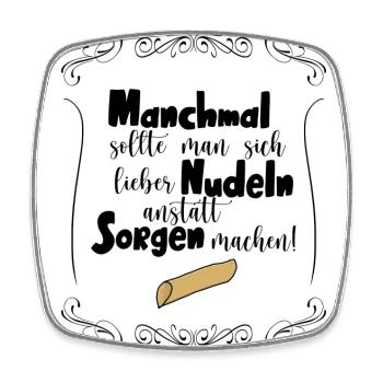 Nudeln - Viereckiger Kühlschrankmagnet - Weiß - Vorne