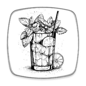 Mojito Time - Motif cocktail cool - Magnet carré - blanc - Devant