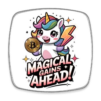 Magical Gains Ahead! - Square fridge magnet - white - Front
