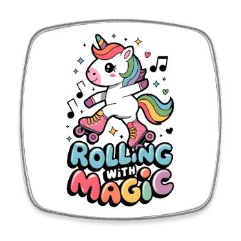 Rolling With Magic - Square fridge magnet - white - Front