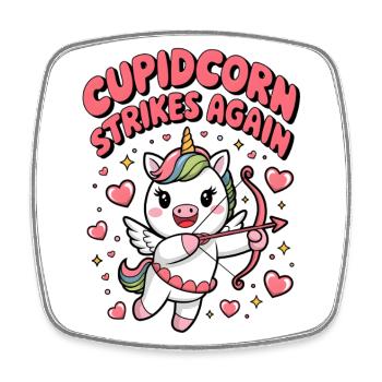 Cupidcorn Strikes Again - Square fridge magnet - white - Front