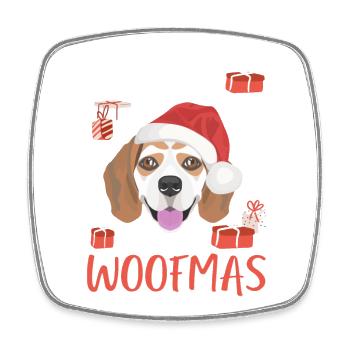 Beagle Christmas - Square fridge magnet - white - Front