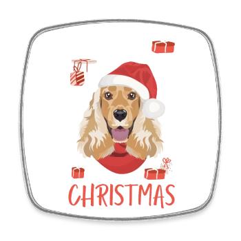Deutsch Cocker Épagneul Noël - Magnet carré - blanc - Devant