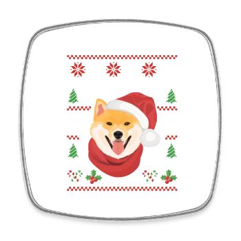 Shiba Inu Christmas - Square fridge magnet - white - Front