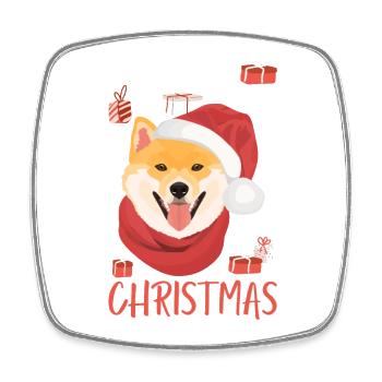 Shiba Inu Christmas - Square fridge magnet - white - Front