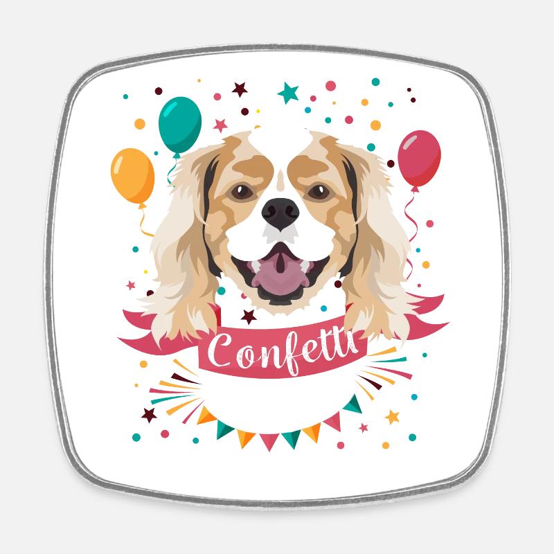 Cavalier King Charles Spaniel Carnival Carnival - Square fridge magnet - white