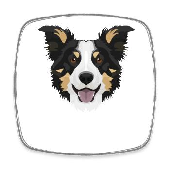 Border Collie souriant - Magnet carré - blanc - Devant